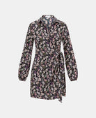 pink floral mini dress with wrap tie