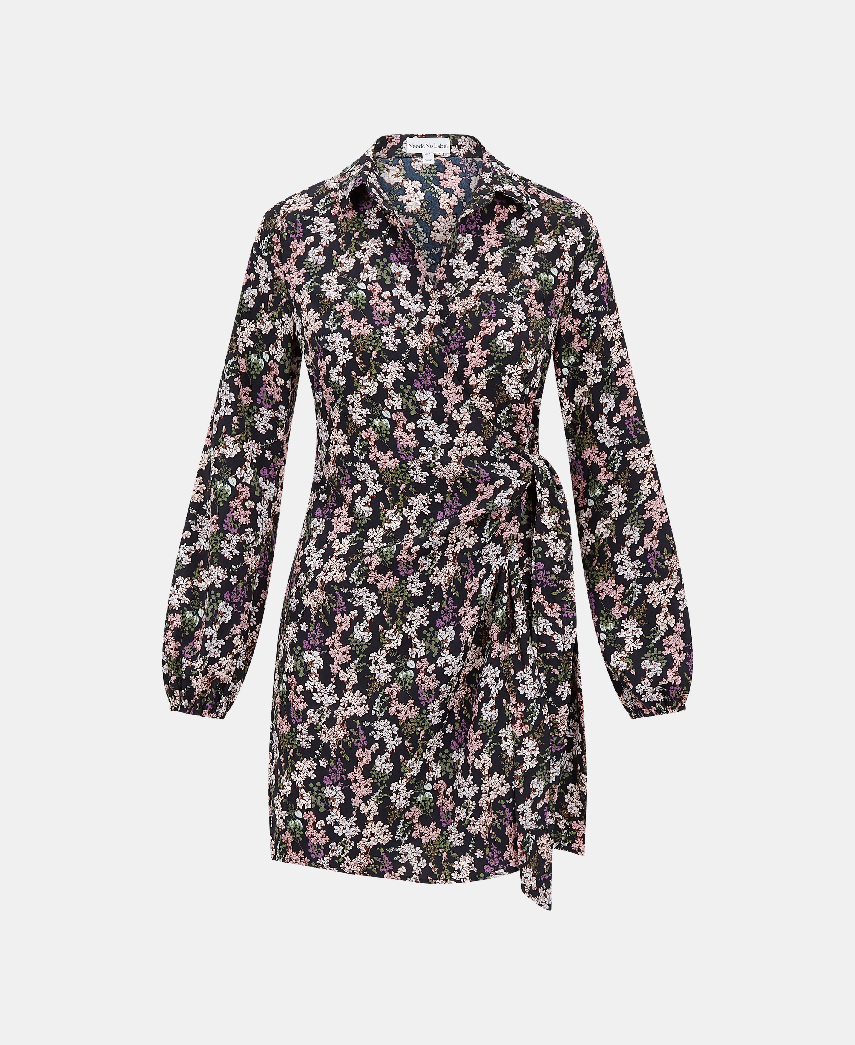 pink floral mini dress with wrap tie