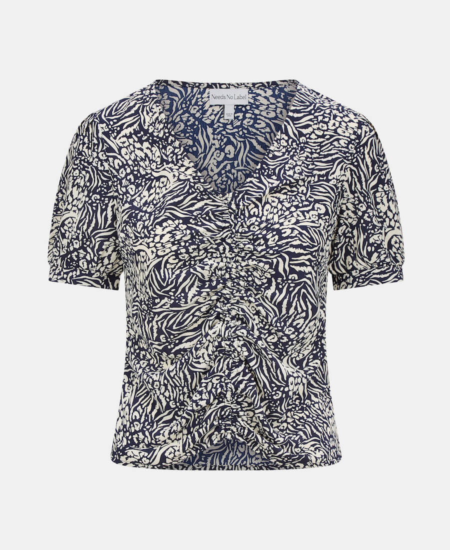 ROUCHE V-NECK TOP ANIMAL Front