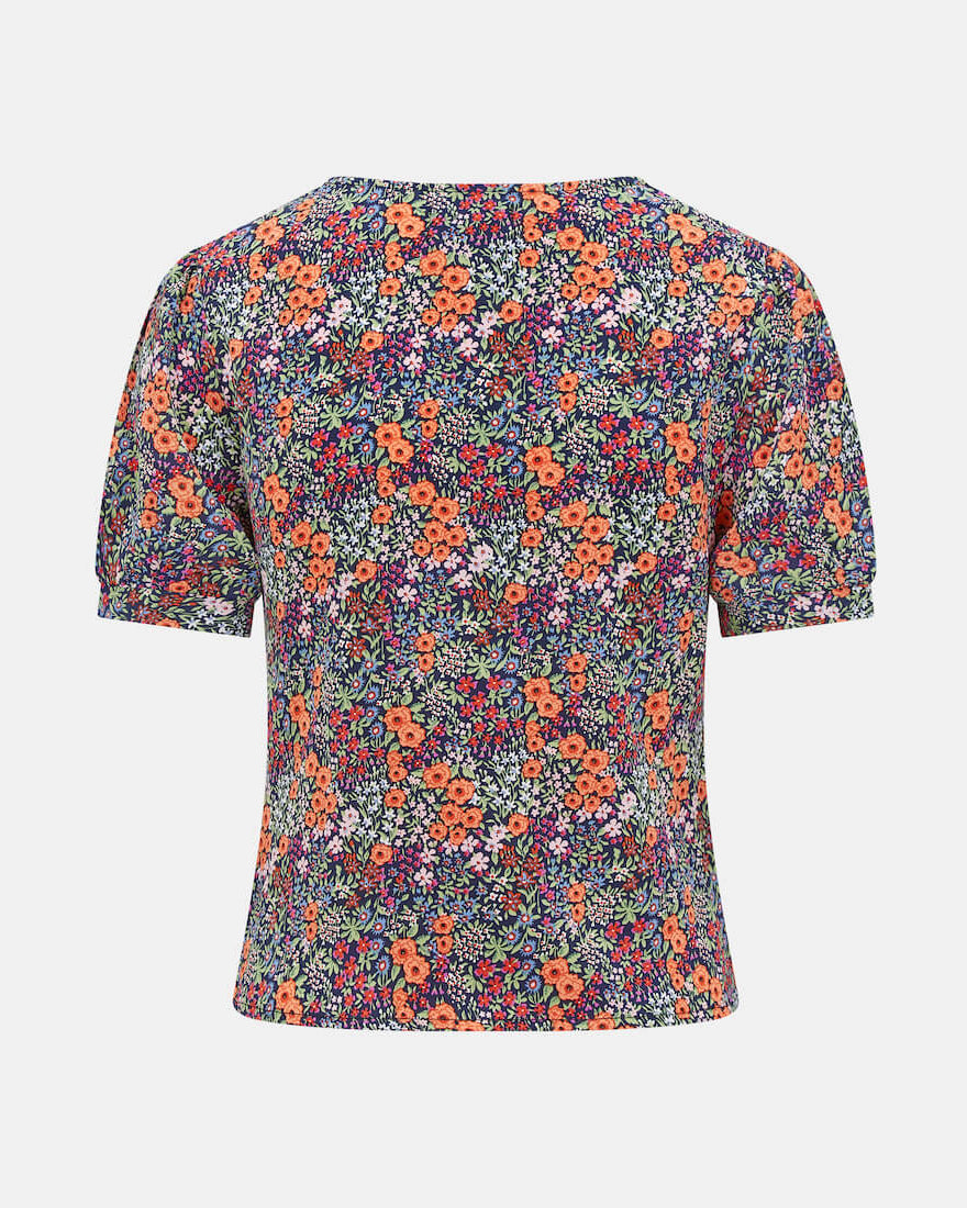 ROUCHE V-NECK TOP FLORAL