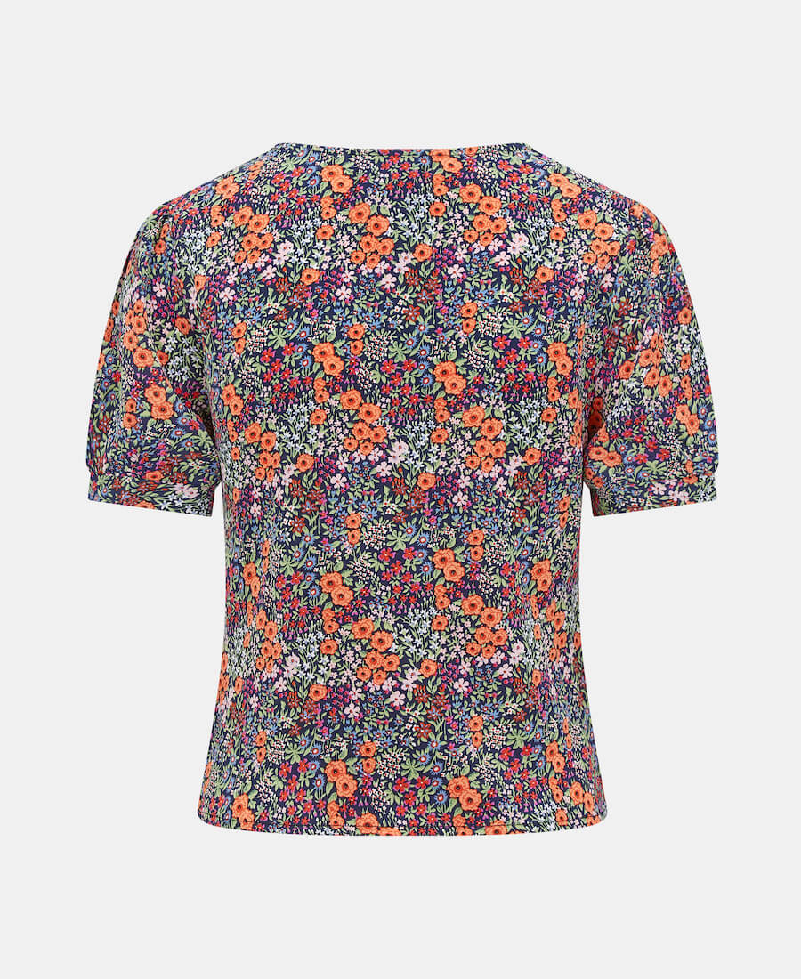 ROUCHE V-NECK TOP FLORAL