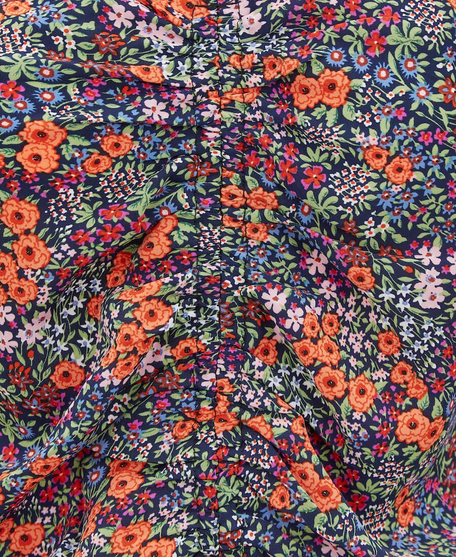 ROUCHE V NECK TOP FLORAL Detail