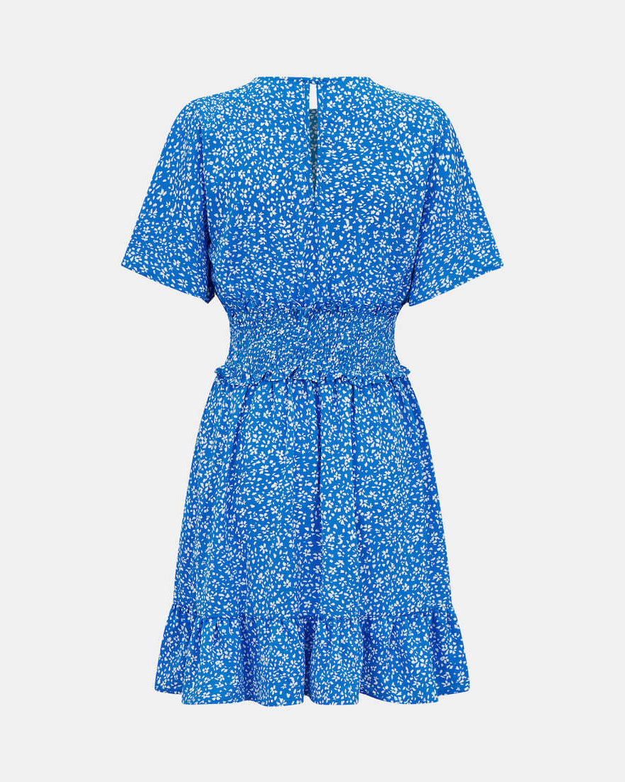 Shirred Waist Mini Blue Floral