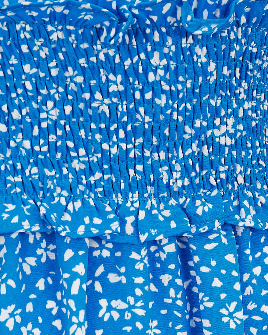 Shirred Waist Mini Blue Floral