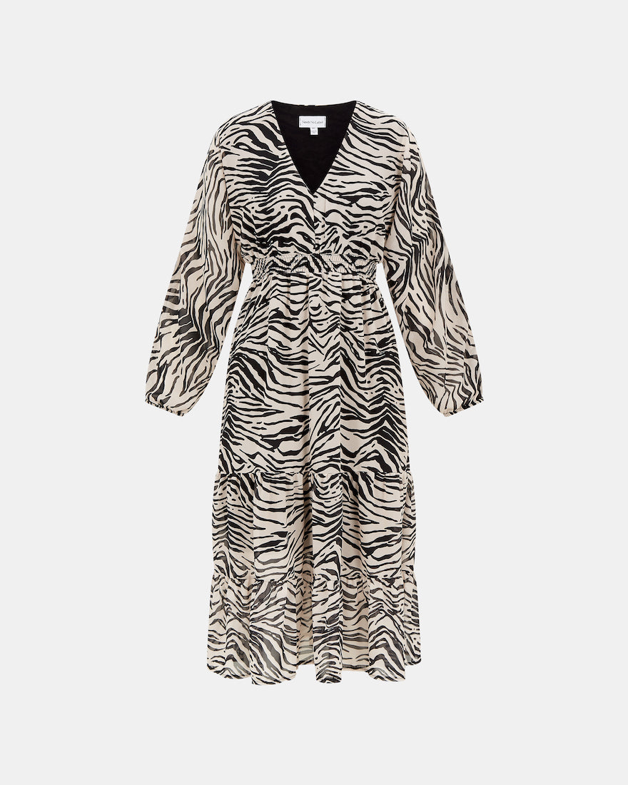 Zebra Chiffon Midi Front