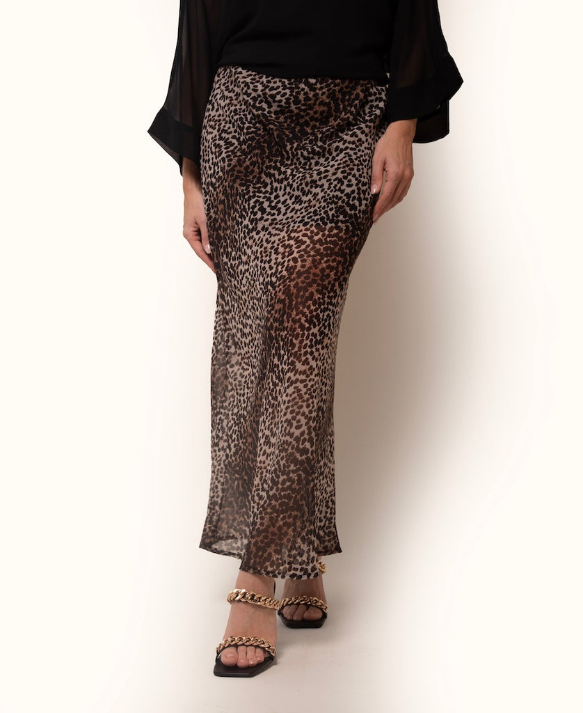 Patti Animal Print Maxi Slip Skirt