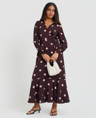 Berry Polka Dot Midi Dress