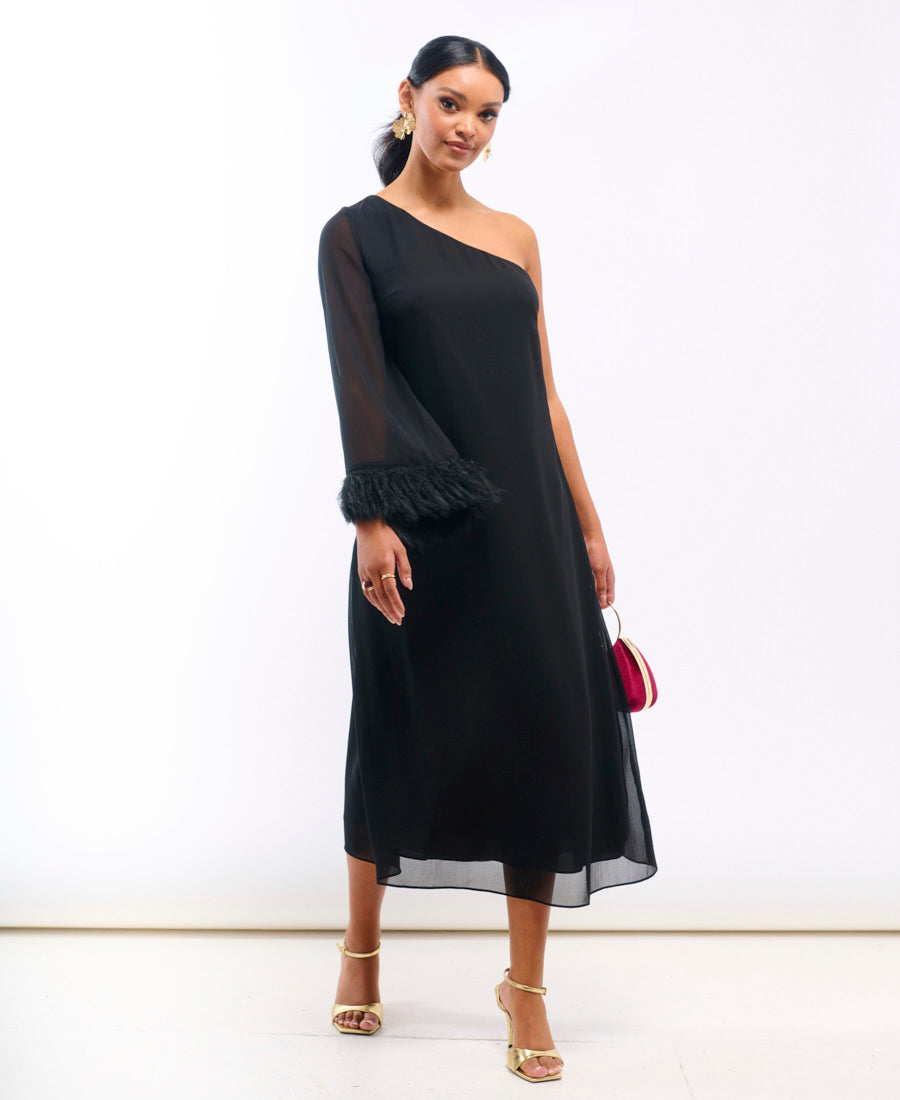 Black Asymmetric Feather Cuff