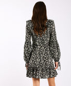 Black Daisy Ruffle Hem Mini Dress back