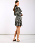 Black Daisy Ruffle Hem Mini Dress side