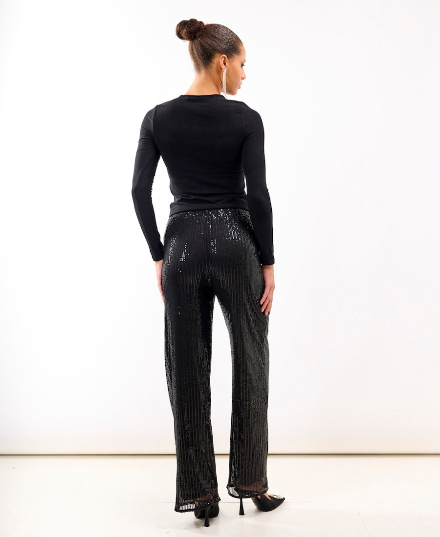 Black Jersey Sequin Trouser back