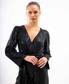 Black Sequin Jersey Jumpsuit