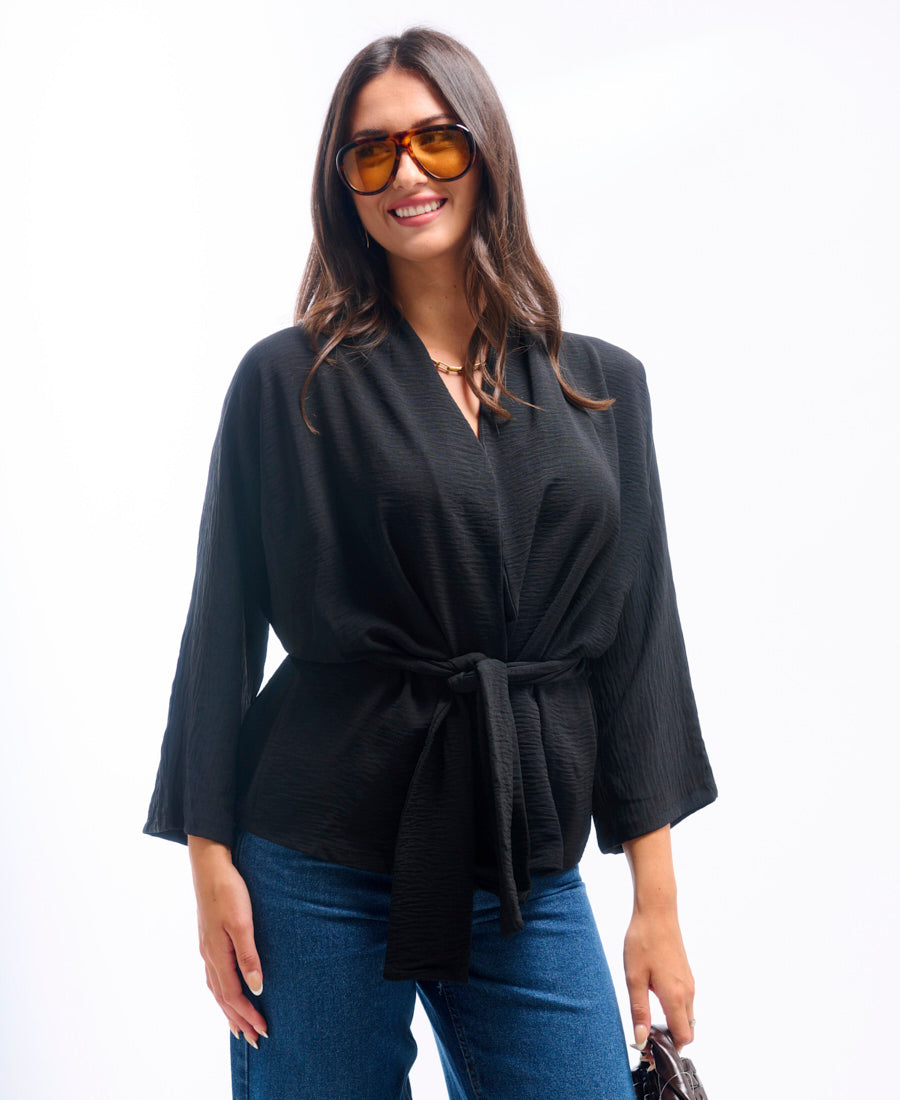 Black Soft Belted Jacket