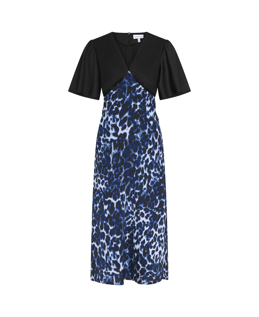 Blue Animal Print Maxi Dress