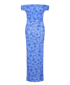 Blue Floral Asymmetric Dress
