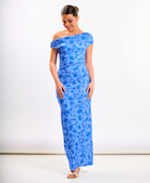 Blue Floral Asymmetric Dress