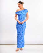 Blue Floral Asymmetric Dress