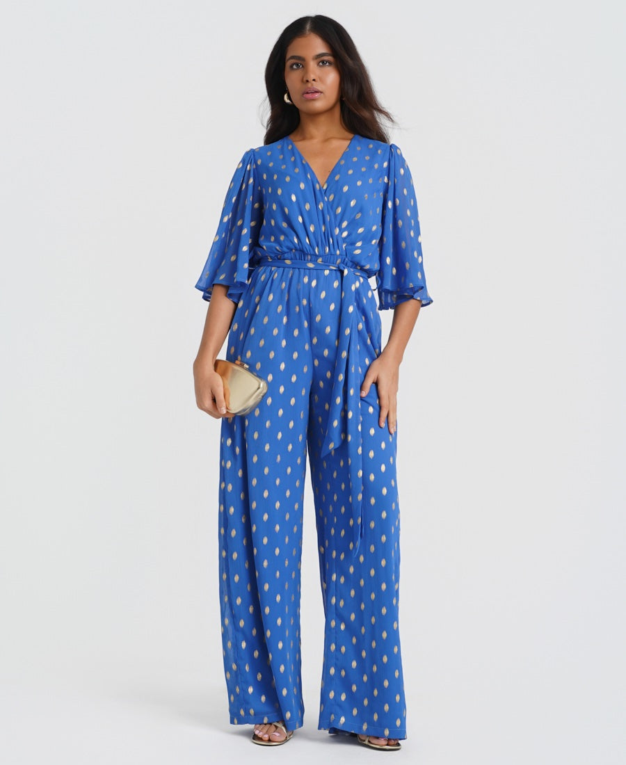 Foil Angel Sleeve Jumpsuit