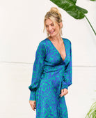 Blue Leopard Dress Maxi