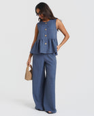 Blue Stripe Peplum Top