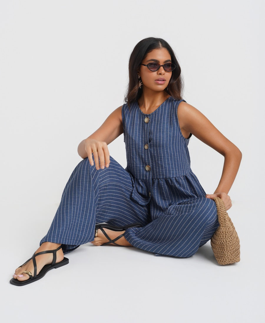 Blue Stripe coord Wide Leg Trousers coord