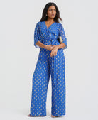 Blue Foil Culotte Jumpsuit