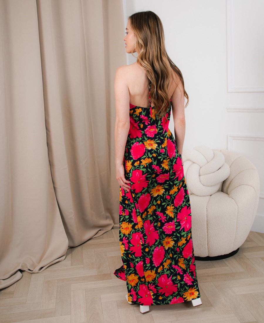 Bold Pink and Orange Maxi Dress