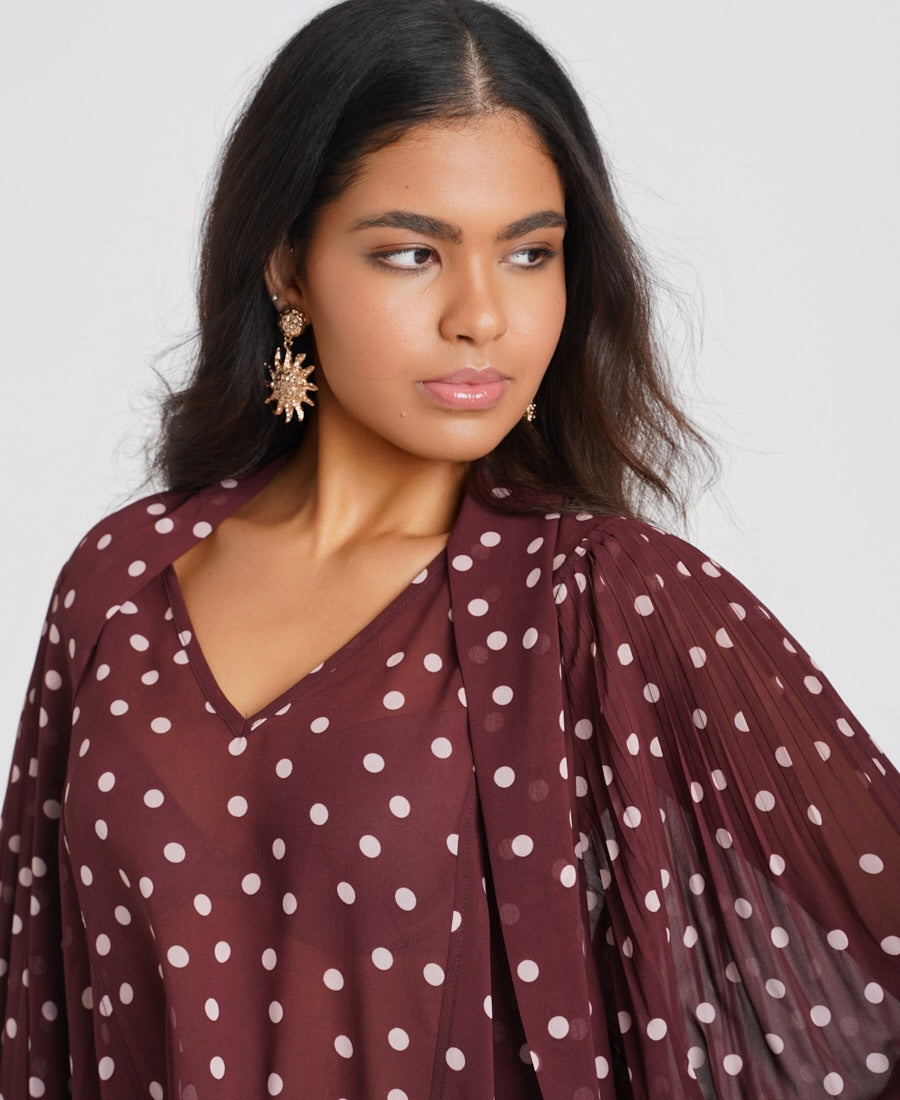 Burgundy Blouse with Neck Tie