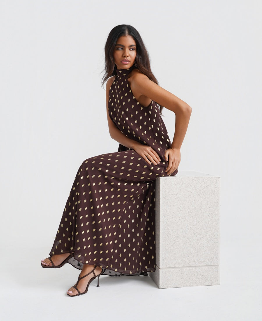 Chocolate Halter Maxi Dress