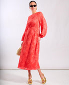 Coral Midi Dress Long Sleeve