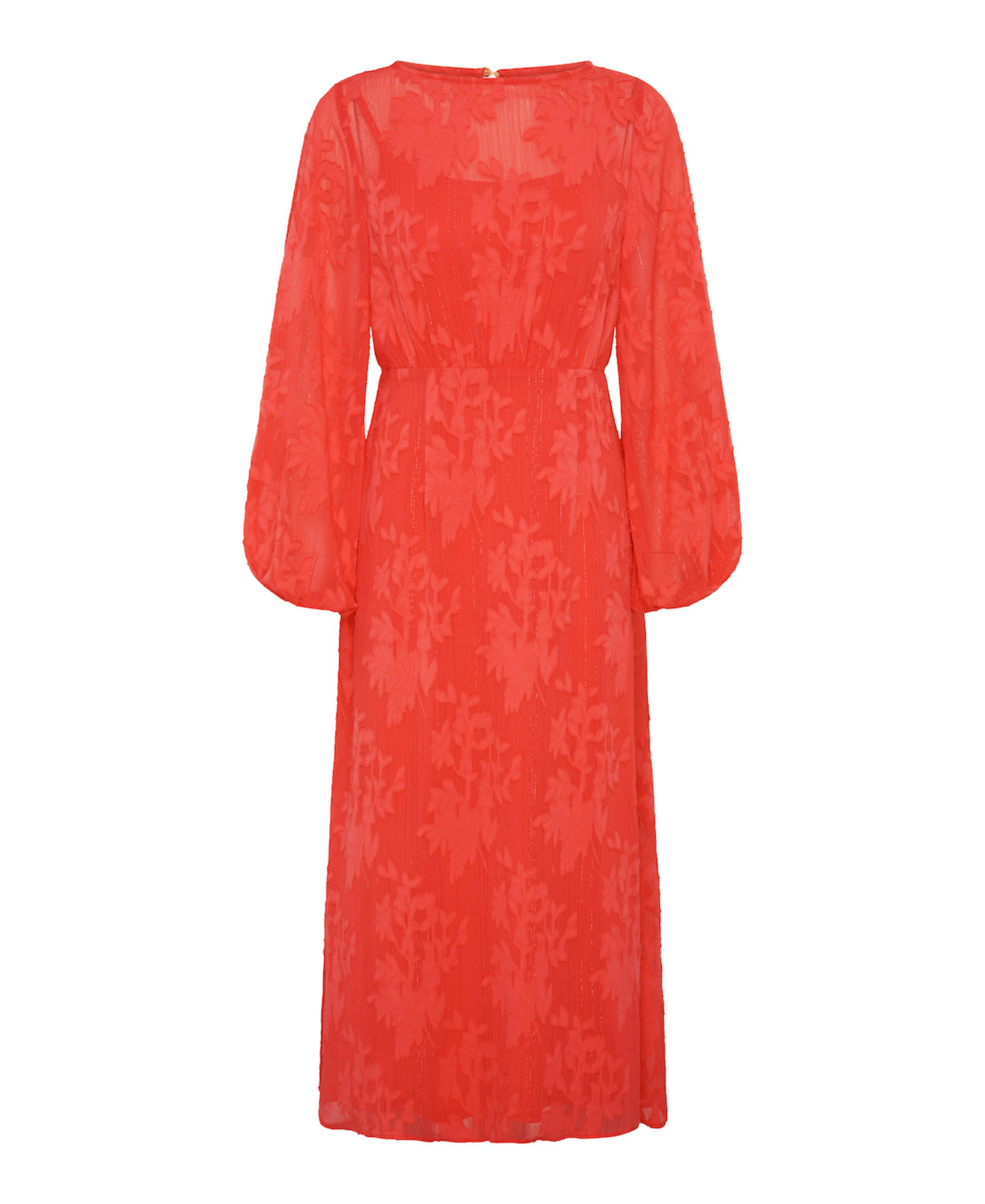 Coral long Sleeve Jacquard Dress