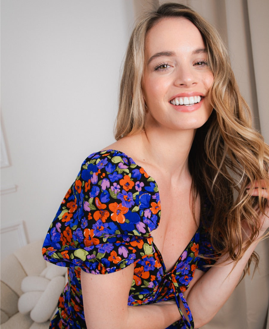 Floral Mini Dress Purple