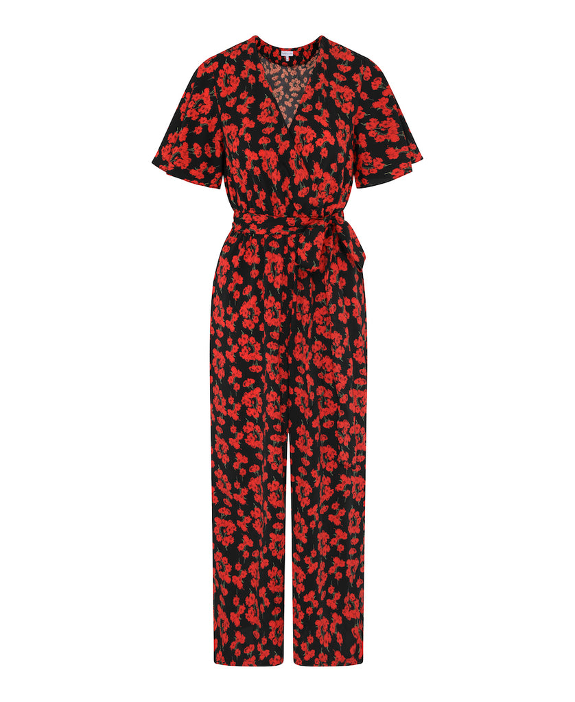 Floral Red Print Jumpsuit