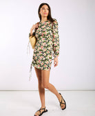Floral Multicoloured Ruched Side Dress