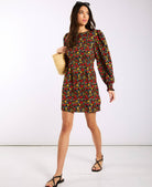 Red Floral Long_Sleeves Mini Dress
