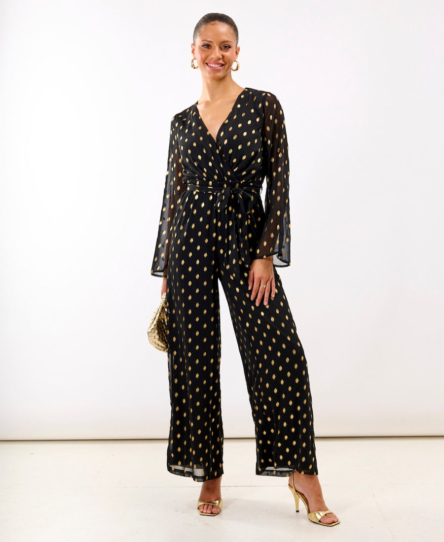 Foil Wrap Tie Jumpsuit