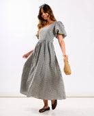 Black Gingham Midi Dress
