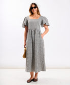 Black Gingham Midi Dress