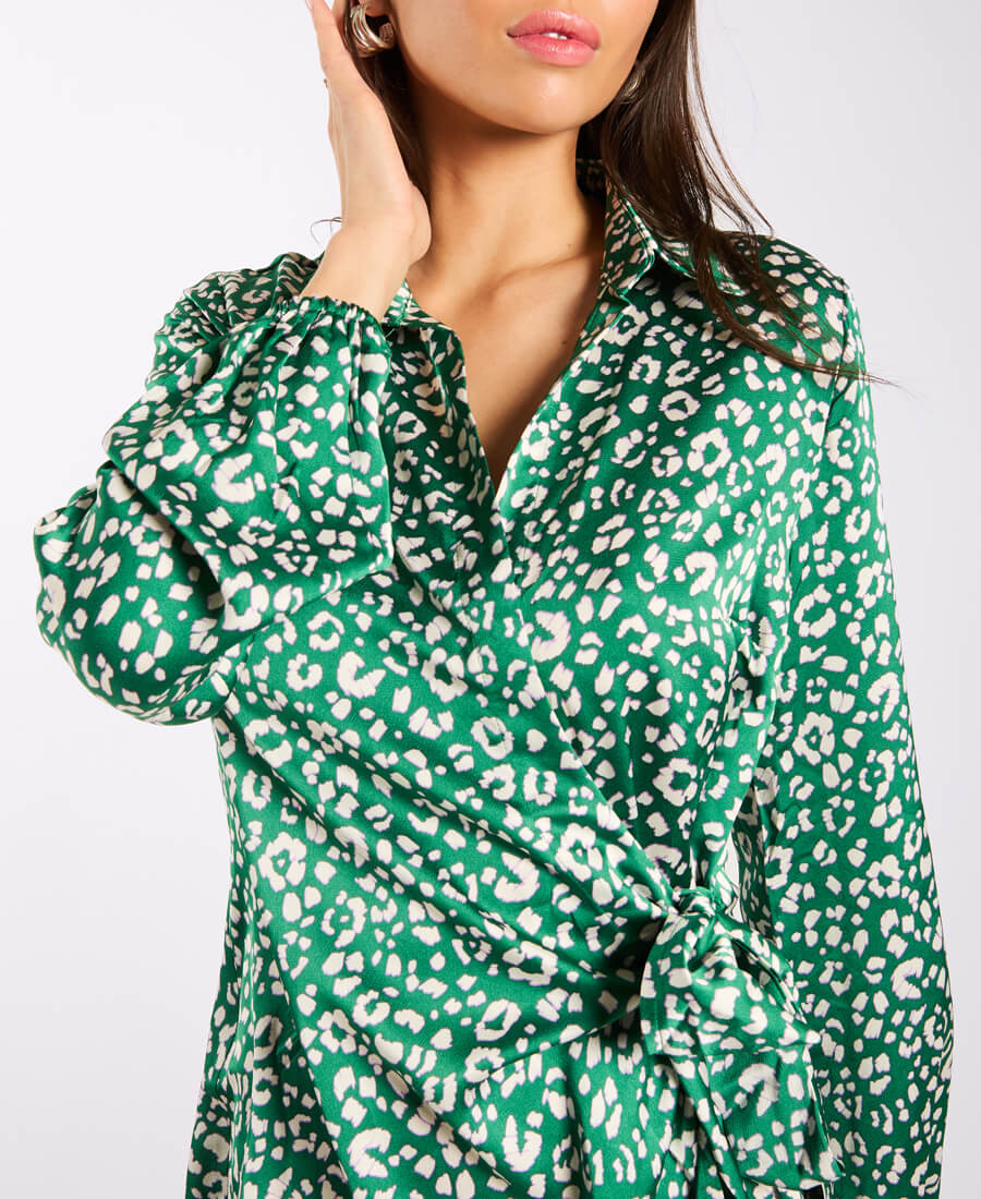 Green Animal Shirt Dress