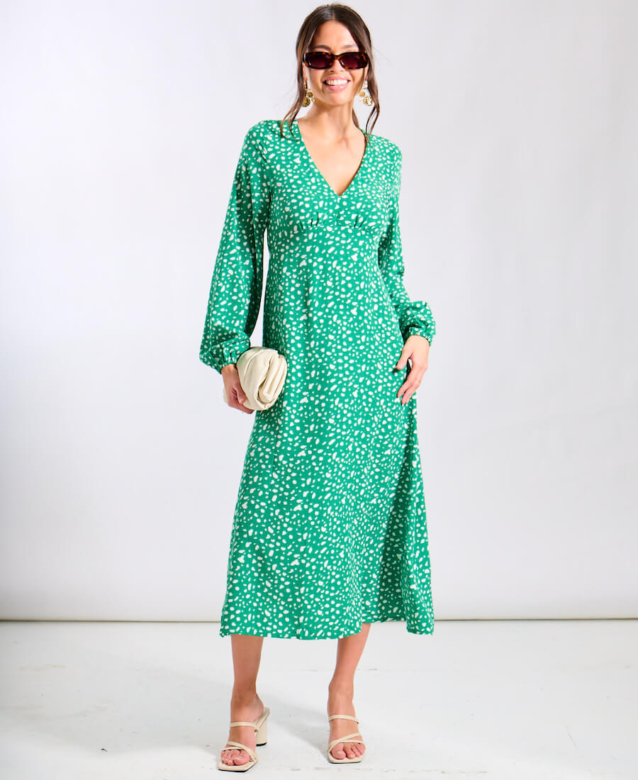 Spot Empire Waist Midi Dress