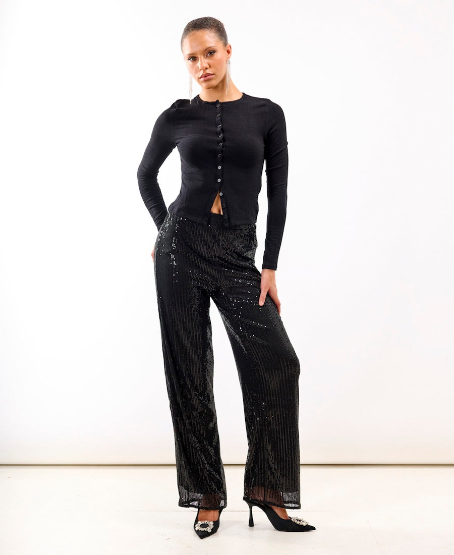 Black Jersey Sequin Trouser