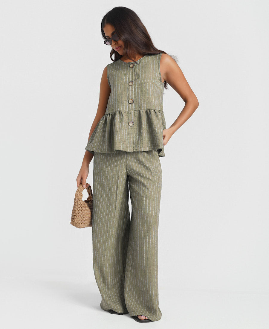 Stripe Wide Leg Trousers
