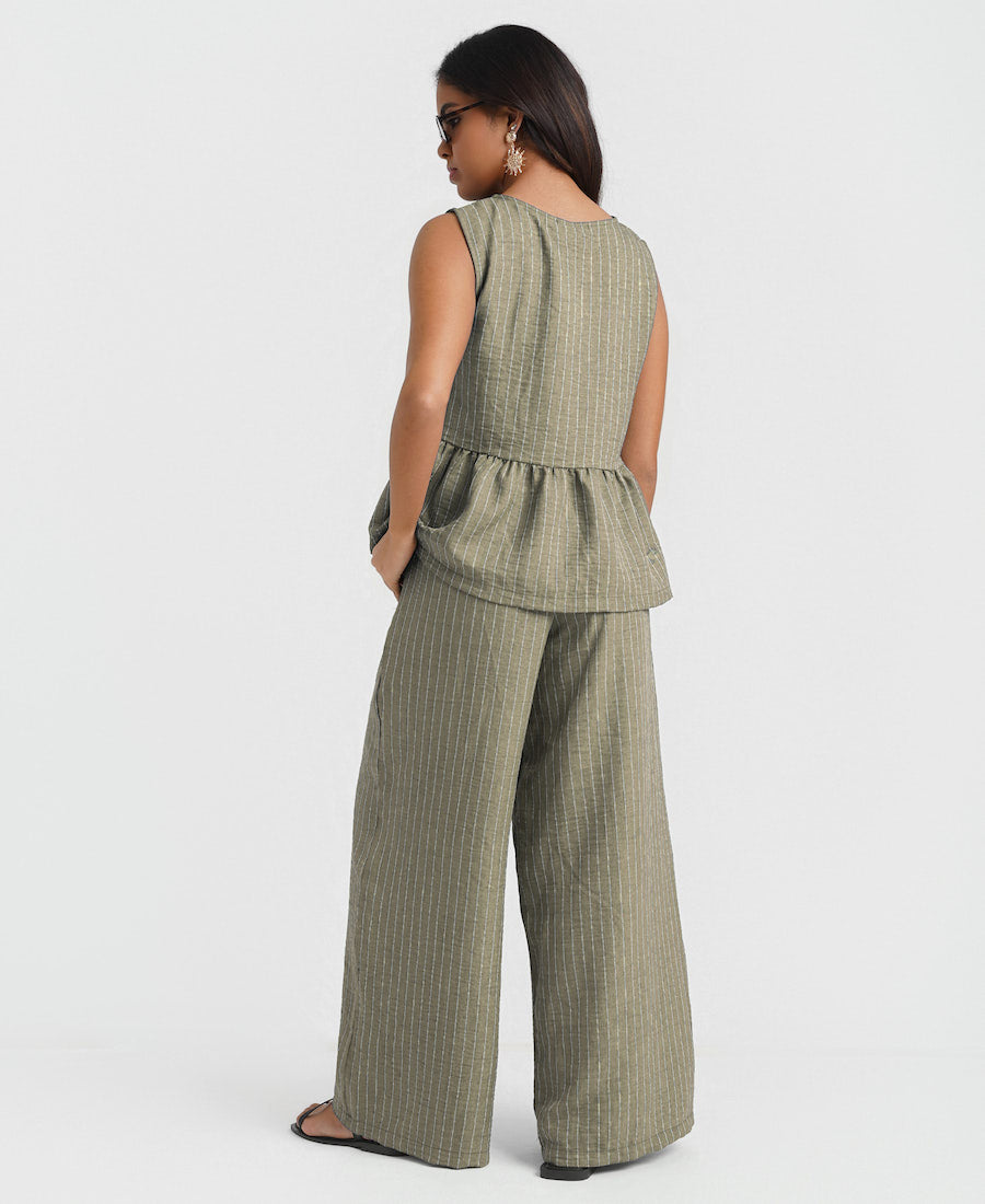 Khaki Stripe co ord back