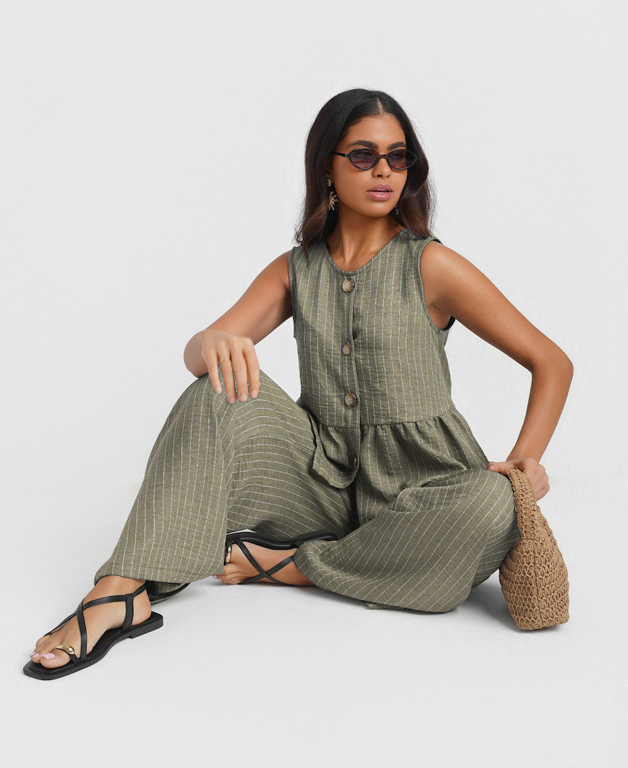 Khaki Stripe holiday co-ord 
