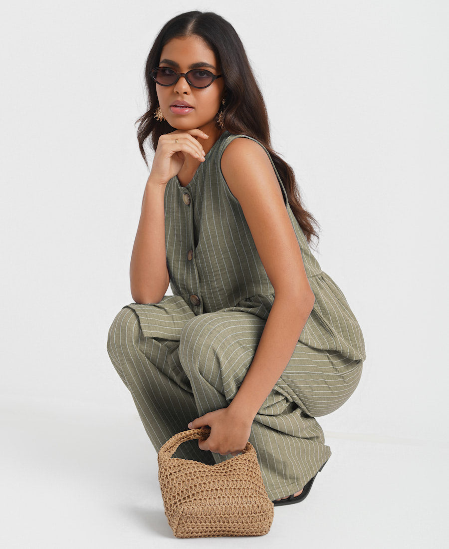 Khaki Stripe Summer co ord