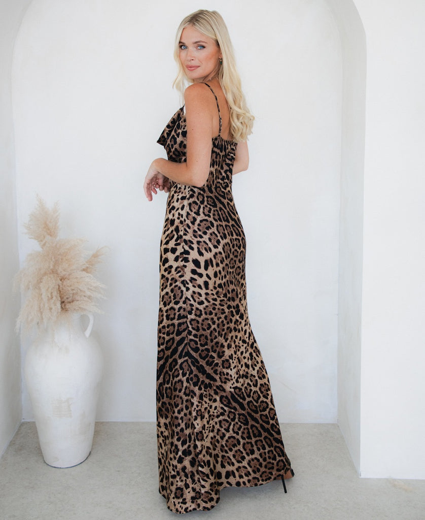 Leopard Print Maxi Dress with straps