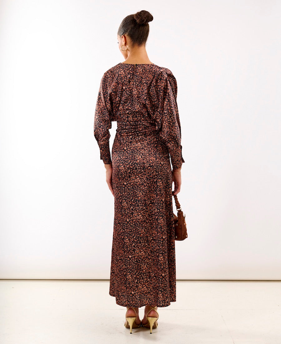 Leopard Batwing Sleeve Maxi Dress 