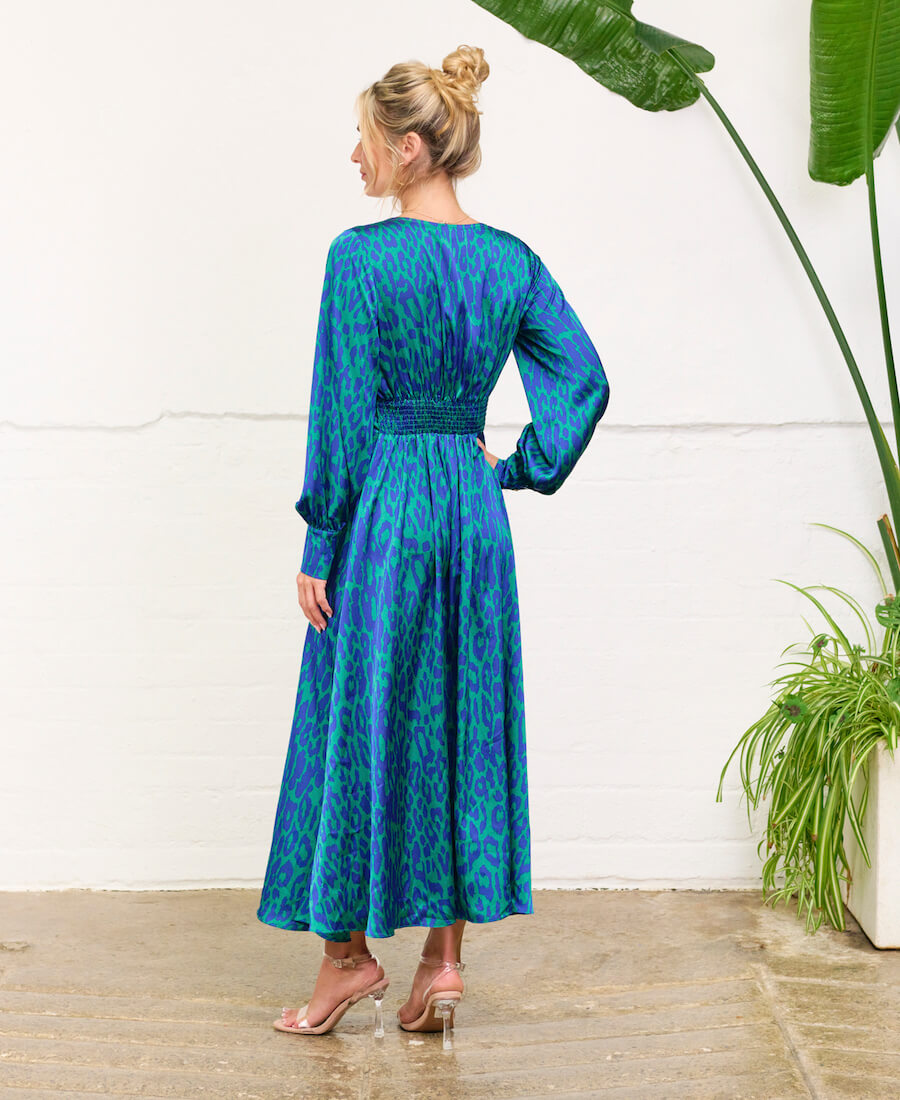 Leopard Long Sleeve Midi Dress