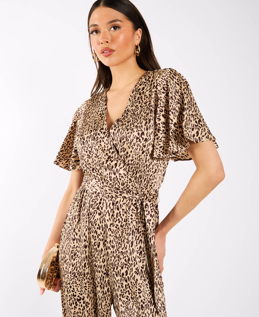 Leopard Printed Satin Jumpsuit