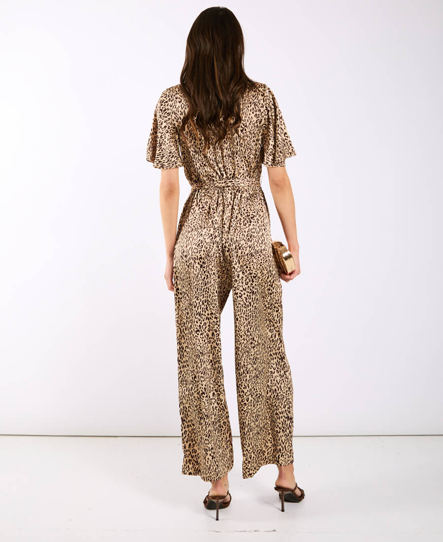 Leopard Printed Satin Jumpsuit back
